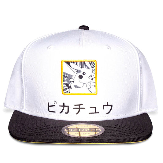 Casquette blanche visière noire pikachu