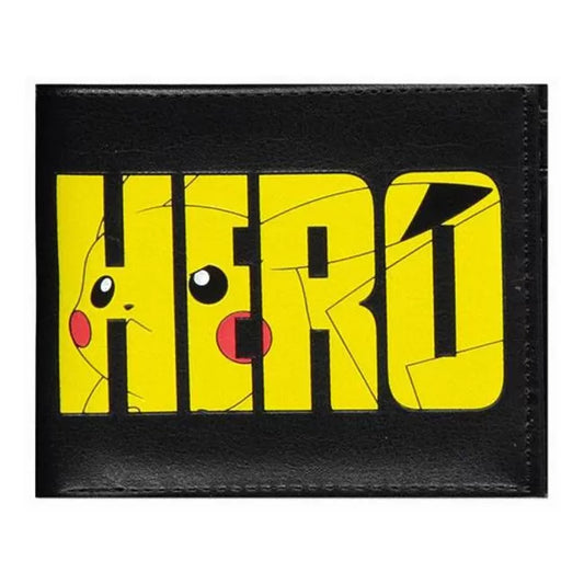 Portefeuille pokemon picachu marqué HERO noire et jaune